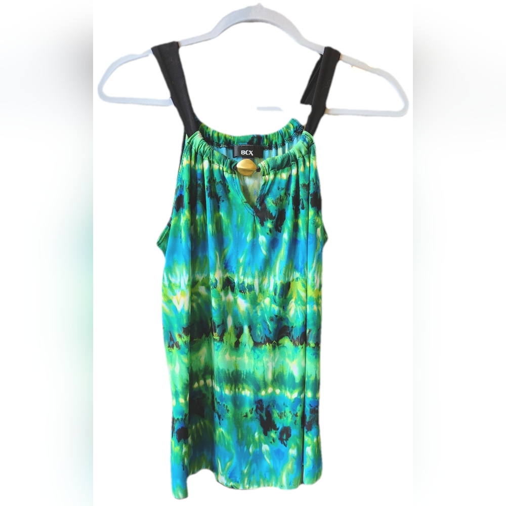 BCX flowy tank with gold bead detail in neckline